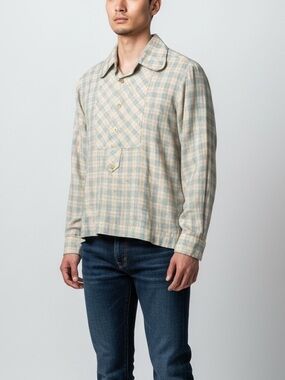 Vintage 70s Madman Plaid Wool Blend Popover Shirt